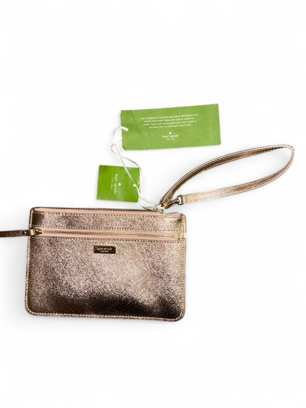 NWT kate spade metallic rose gold tech wristlet ✨💖